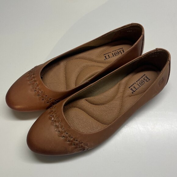 Born Shoes - Born Hand Crafted Brown Leather Madeleine Ballet Flats Size 6
